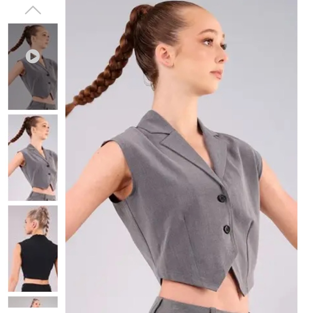 Weissman Cropped Suit Vest Gray 17790